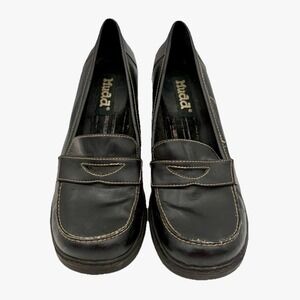 Vintage Mudd Penny Loafer Block Heels 90s Y2K Black Chunky Women 10M Kern Grunge